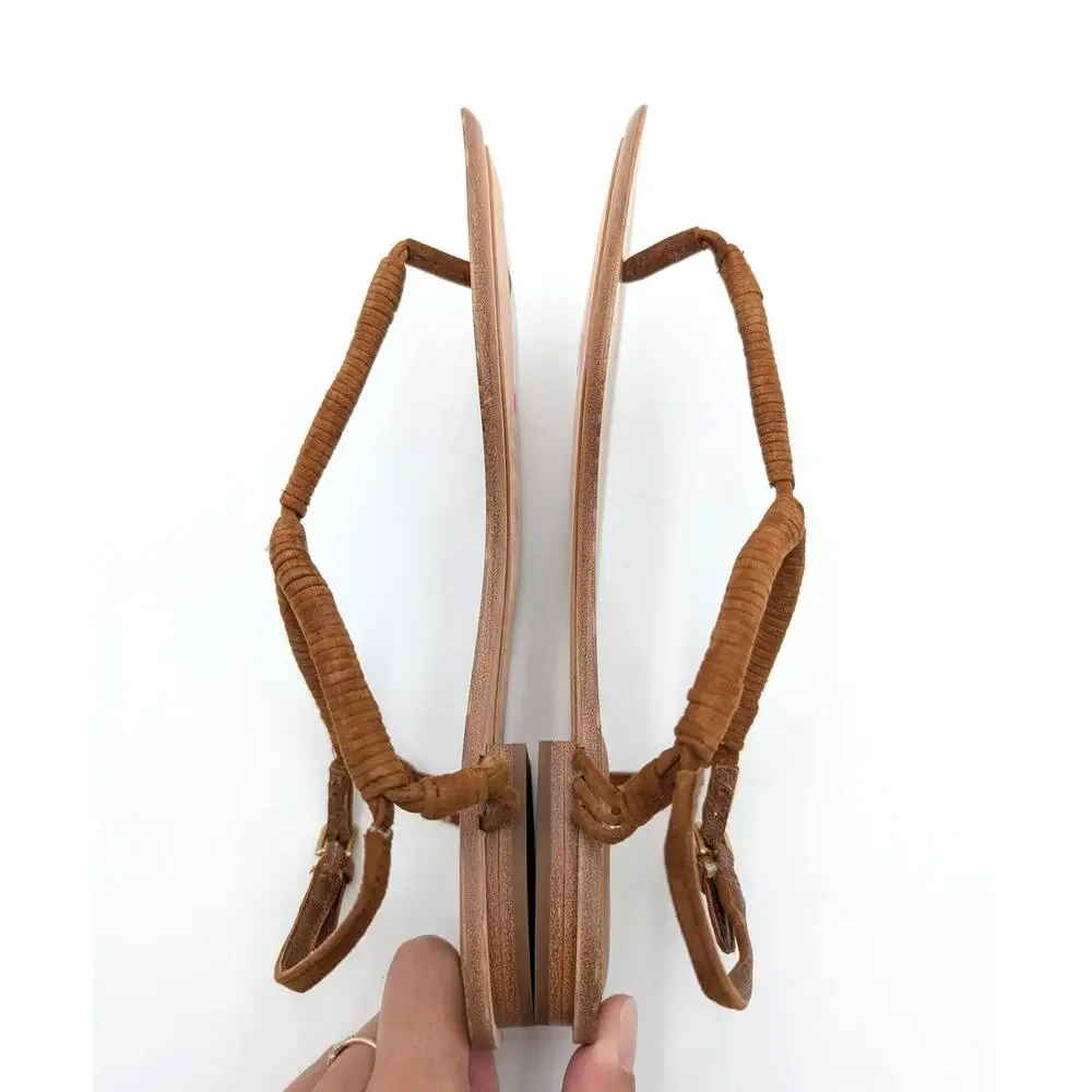 Veronica Beard Amelia Ankle Strap Thong Slingback Sandals Caramel Size US6.5M - Picture 7 of 12